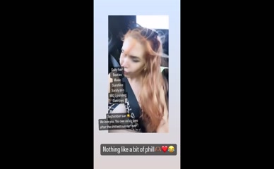 Hayley Pearce tits slip in car.