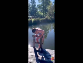 Maisie Williams bikini pond dive.