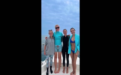 Samantha Barks bikini boat ride manta ray dolphins