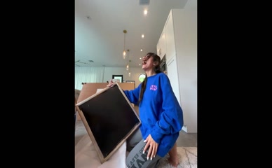 Mia Khalifa Unboxes Mirror, Startled By Reflection