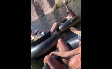 Eva LaRue River Tubing Bikini Topless Risk