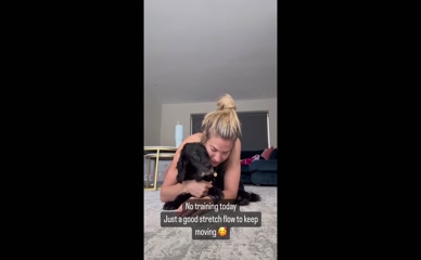 Gemma Atkinson's Dog Blocks Yoga Stretch