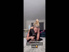 Gemma Atkinson's Dog Blocks Yoga Stretch
