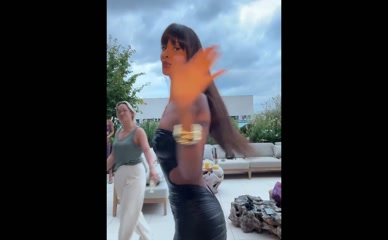 Maya Jama in revealing black dress