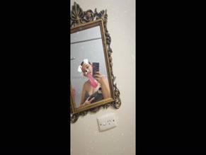 Nude candyqueen12 blows bubblegum in mirror selfie