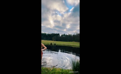 Danni Menzies bikini cold water dip