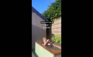 Gemma Atkinson black crop top and briefs cold plunge immersion