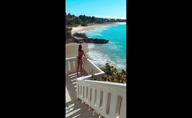 Kimberley Garner bikini beach view