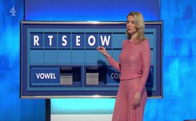 Rachel Riley's Countdown: Pink Outfit, Vowel-Consonant Tease
