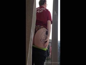 akumanome Dropping Pants to Expose Thong and Butt