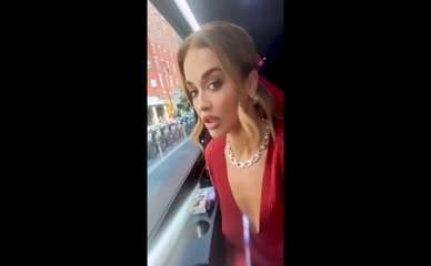 Rita Ora nip slip red dress