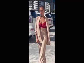 Kira Shine Red Lingerie Suit Tease