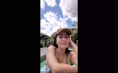 Jane Douglas bikini pool selfie.