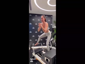 Serinda Swan Pilates Workout Cleavage.