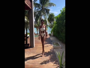 Janelle Monae swimsuit walk