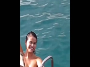 Selena Gomez Topless Boat Ladder Climb