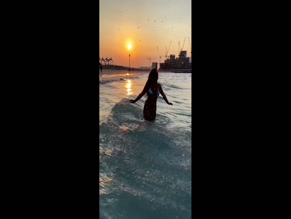 Liberty Poole bikini beach sunset.
