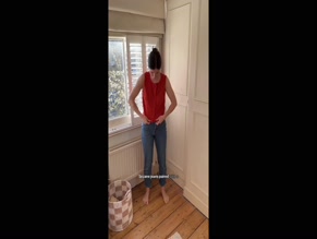 Manon Lagreve bra and jeans dressing room striptease