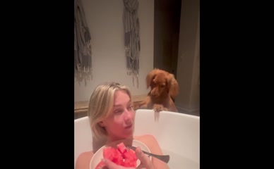Julianne Hough Nude Bathtub Watermelon Dog