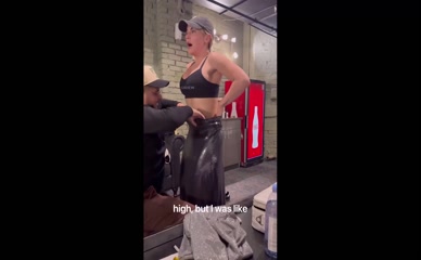 Joanna Levesque in bra and panties during outfit change