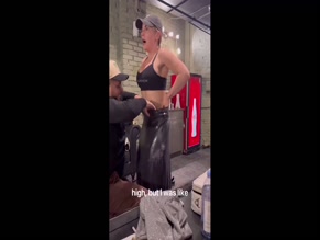 Joanna Levesque in bra and panties during outfit change