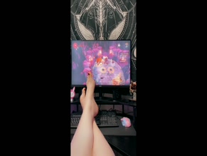 misscharliestoybox Bare feet on desk gaming setup.