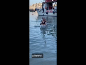 Allie Sherlock bikini kayak ride.
