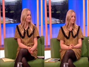 Lauren Laverne legs in black pantyhose