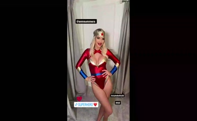 Helen Flanagan Wonder Woman cleavage bodysuit.
