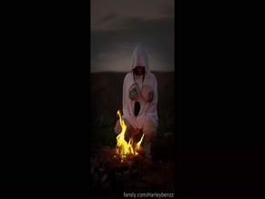 Harley Benz: exposed tits fire creepy costume spooky Halloween