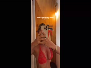 Saffron Barker Red Bikini Cleavage Tease