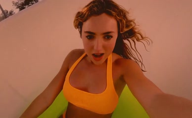 Peyton List Orange Bikini Cleavage Pool