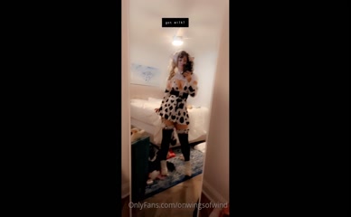 b'' in cow cosplay mirror selfie