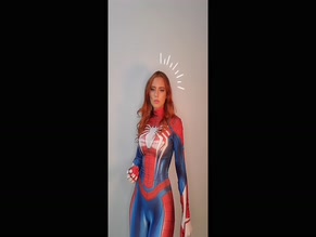 HalcyBella dancing in a hot Spider-Man suit