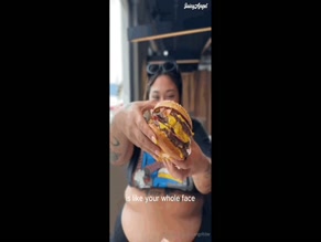 juicyangelbbw: Burger gorging results in extreme belly distension
