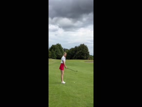 Anna Halliday Golfing Red Skirt Ass Shot