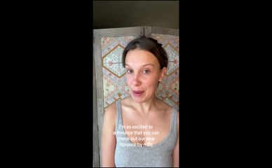 Millie Bobby Brown braless tank top.