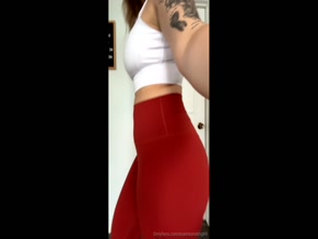 teambonding69 sexy cleavage in white sports bra and red leggings