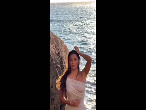 Eva Longoria sheer dress nip slip
