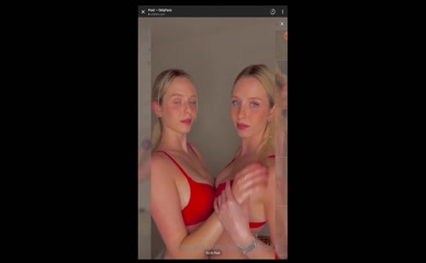 Twinsblonde softcore lesbian embrace red lingerie