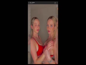 Twinsblonde softcore lesbian embrace red lingerie