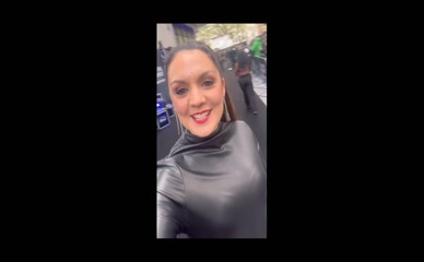 Laura Tobin's Nipple Outline in Tight Leather Top