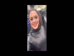 Laura Tobin's Nipple Outline in Tight Leather Top