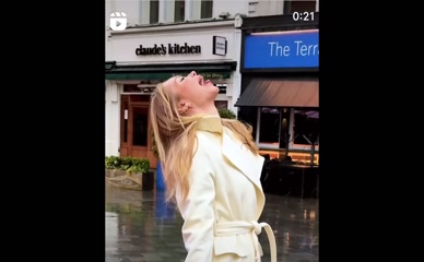 Amanda Holden Rain Head Tilt Open Mouth
