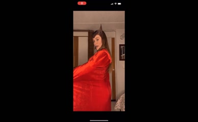 elizabetholsendaily Red Cape Reveal Lingerie Ass Flash