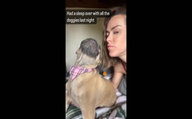 Laineybopster braless dog sleepover