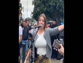 Allie Sherlock big tits singing on street