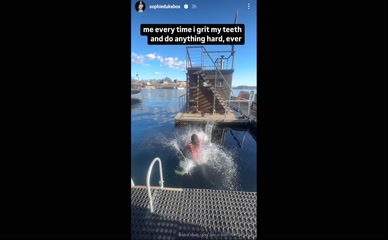 Taskmaster Woman Sophie Duker's Ass in Swimsuit Cold Water Plunge