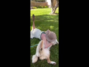 Britney Spears nipple slip dog petting