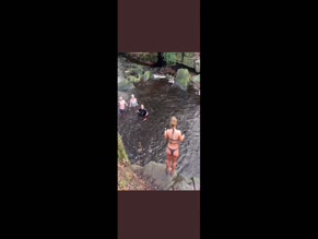 Maisie Smith Bikini Cliff Jump